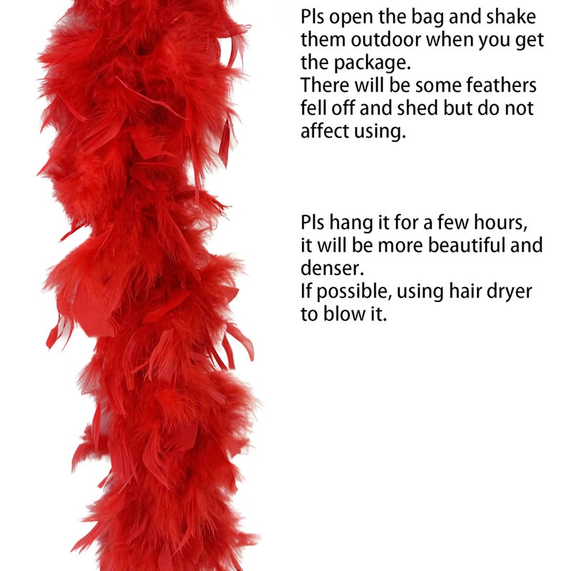 HAPPY FEATHER 2 Yards 80g Turkey Chandelle Feather Boa for DIY Craft,Party Dancing Dress Up, Halloween Decoration-Red - Image 2